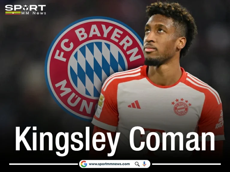 Kingsley Coman and Bayern munich logo