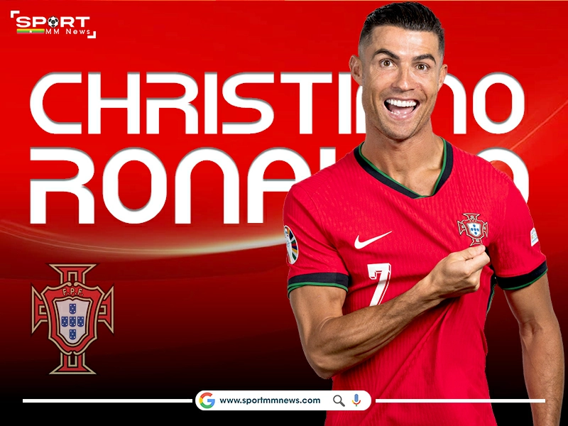 Cristiano Ronaldo with red background and Portugal logo