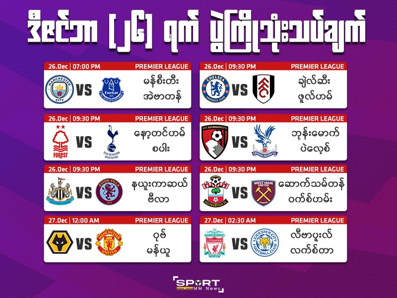 ဒီဇင်ဘာ ၂၆ ပွဲကြိုသုံးသပ်ချက်